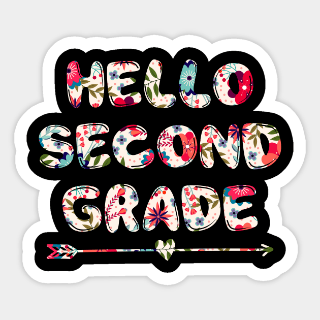 Floral Hello second 2nd grade team teacher stududent back to school Sticker by kateeleone97023